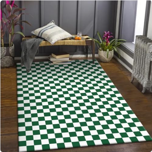 MYOBU Schachbrettmuster Streifen Teppich, Wohnzimmer Sofa Teetisch Dekor Teppich, Schlafzimmer...