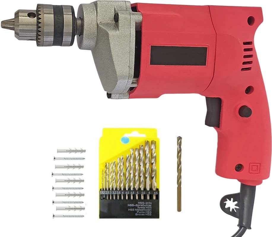 Inditrust 6-Month Warranty 10mm Electric drill machine with 13pc hss Drill bit set 1pc Masonry & 10pc Gitti Screw set (Red) (B0BRKJ5V7R) Amazon Price History, Amazon Price Tracker