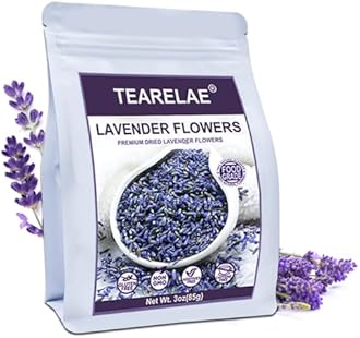 TEARELAE - Premium Dried Lavender Flowers - 5A Top Grade - 100% Pure Natural Edible Flowers Culinary Dried Lavender Buds - for Baking, Tea, Soap, Bath Bombing, Candle and Sachets - 3oz/85g