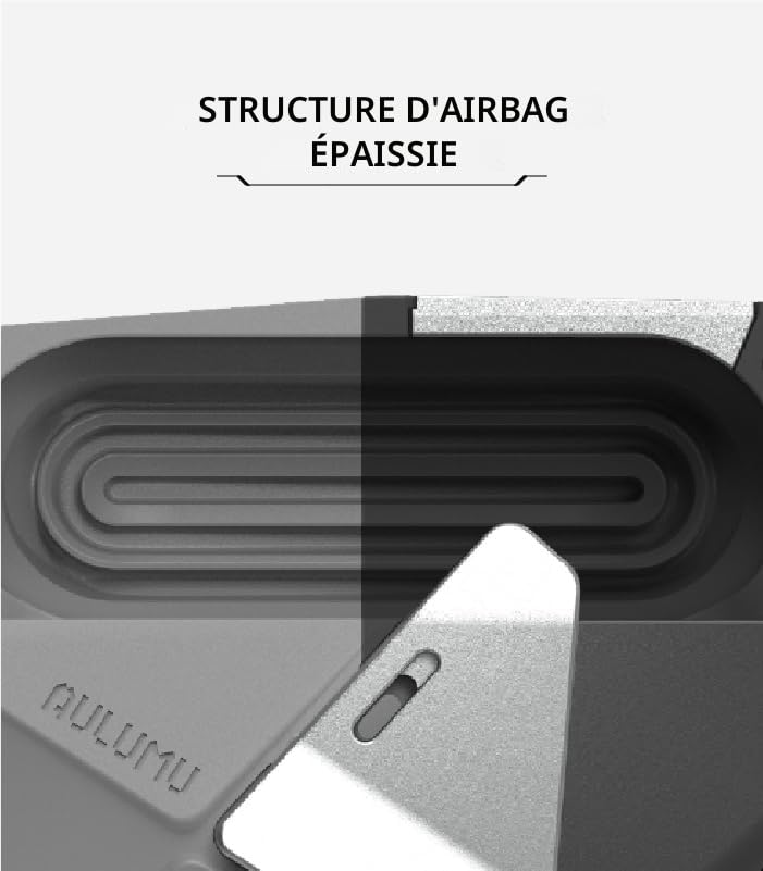 Coque AirPods Pro anti-ouverture accidentelle Aulumu A09, étui robuste gris avec boucle