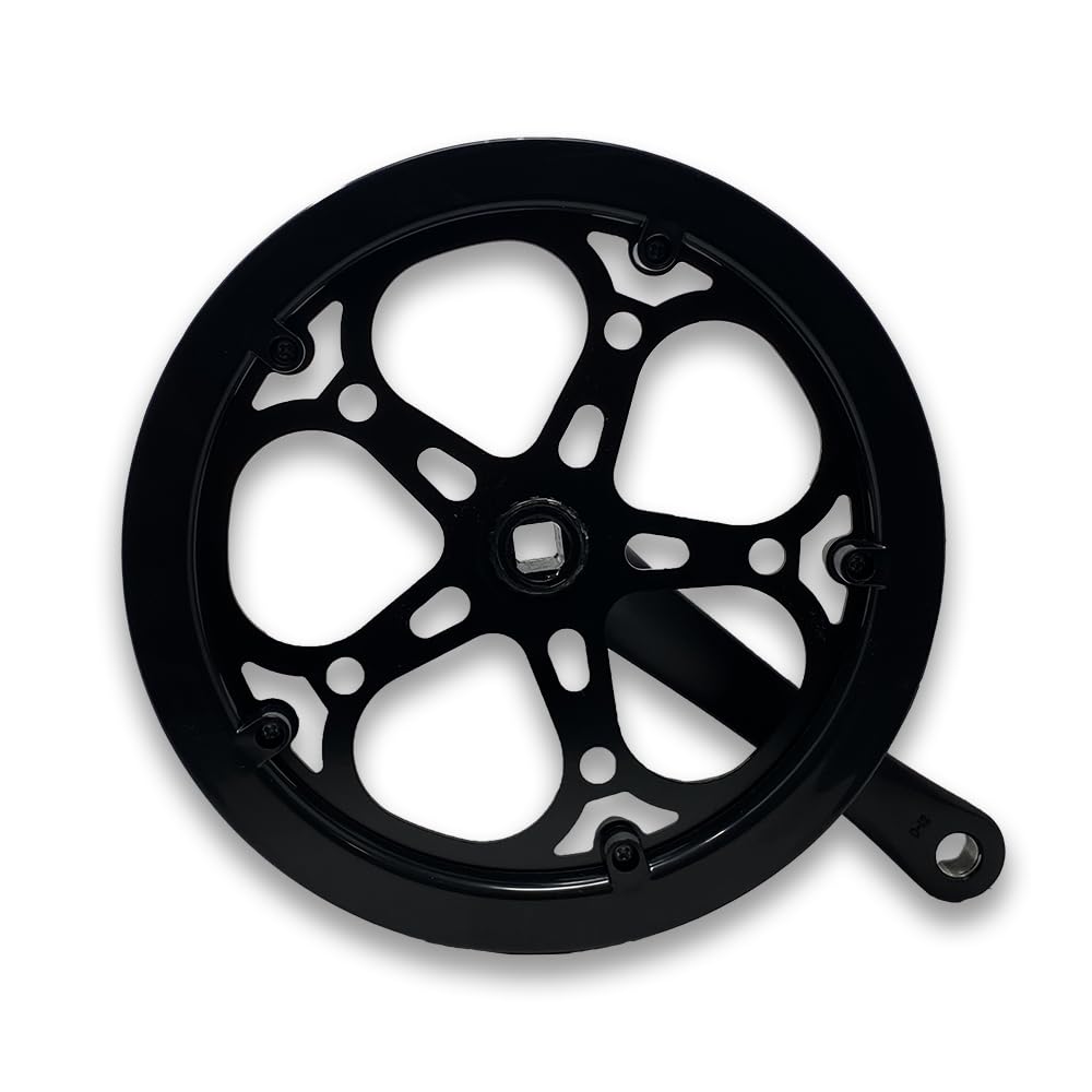 Generico Guarnitura per Bici Elettrica e Fat Bike, 52 Denti, Pedivelle 165mm in Alluminio, Nero