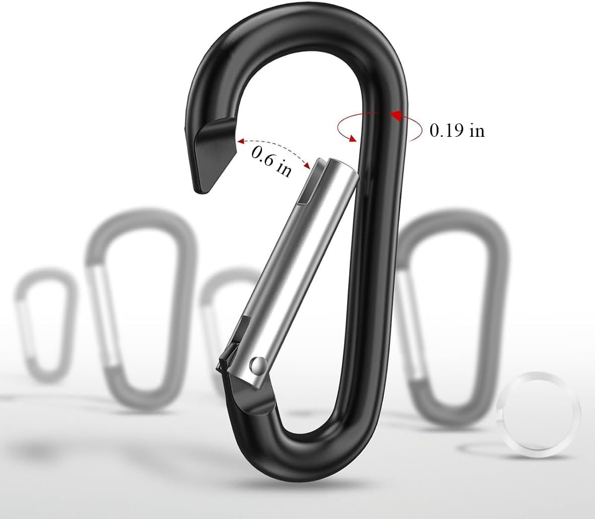 12PCS Carabiner Clip - 2.2" Aluminum Carabiner D Ring Shape,Key Chain Clip Hook,Keychain Clip,Multipurpose for Camping, Hiking,Backpacking or Other Outdoor Activities,Multicolor. - Image 4