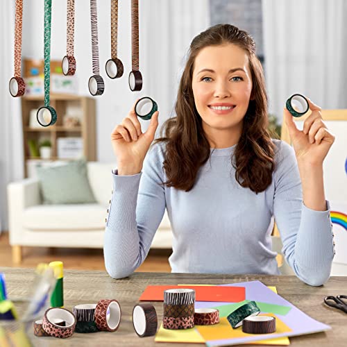 12 Rolls Wild Animal Print Washi Tape Giraffe Leopard Zebra Masking Tape Washi Tape Stickers Adhesive Wrapping Tape Decorative Paper Tape For Diy Art Scrapbooking Craft Planner Gift Wrapping, 16.4 Ft #TOP6