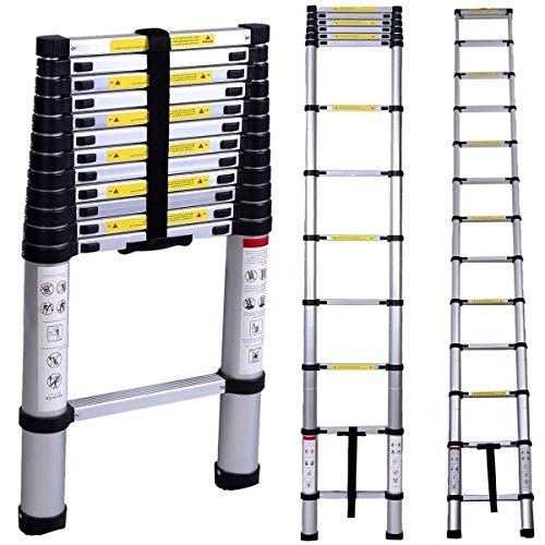 Image of Bigapple Aluminium Folding Step Ladder Portable and Compact 10-Step Telescopic 2.9m Foladable for Household and Outdoor Purpose, Multicolor, 150Kg Loading