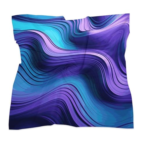 Silk Square Scarf Wavy Purple Neck Scarf for Women 18"x18" Hair Scarf Lightweight Large Shawl Wrap Silk Scarves for Hair Wrapping Sleeping Silk Neckerchief3