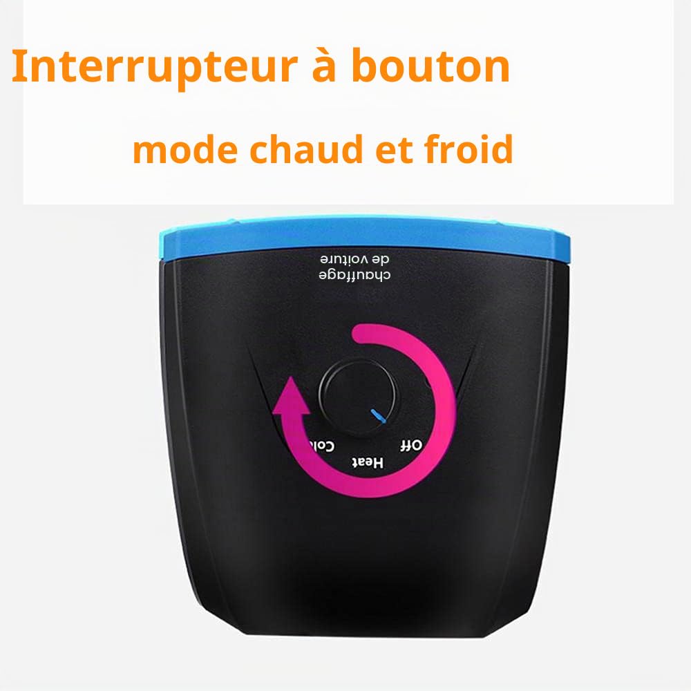 Riloer 12V 150W Chauffage de voiture, Dégivreur de vitre de pare-brise de voiture, Ventilateur de refroidissement portable, Rotation à 360 °, pour l'été et l'hiver