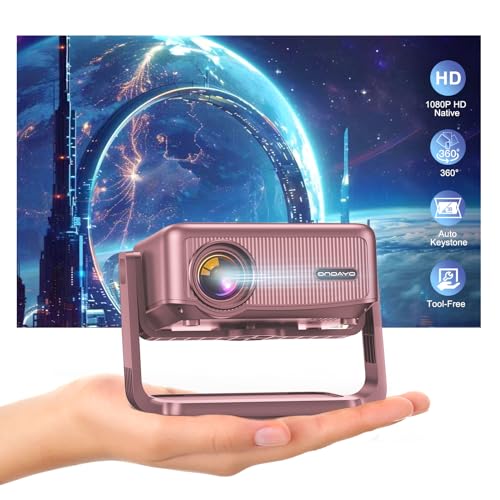 [360°Adjustable Stand] Mini Projector, ONOAYO GivingYou AY3 Outdoor Projector With WiFi And Bluetooth, Electric Focus & Auto Keystone, Portable Projector, 1080P Projector Home Cinema, (Red)