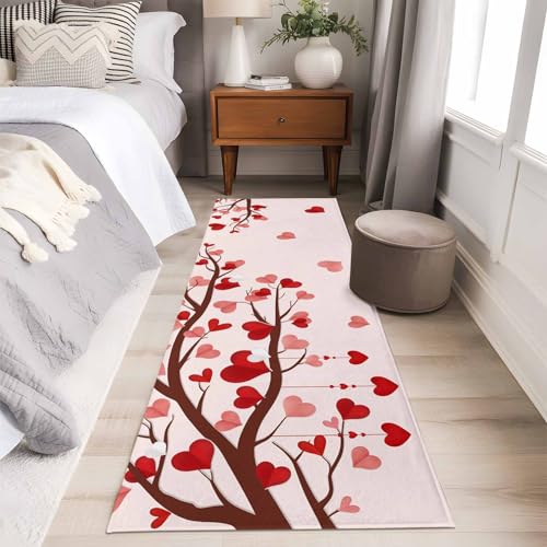 Valentine's Day 2x6 Fluffy Area Rug for Living Room, Red
