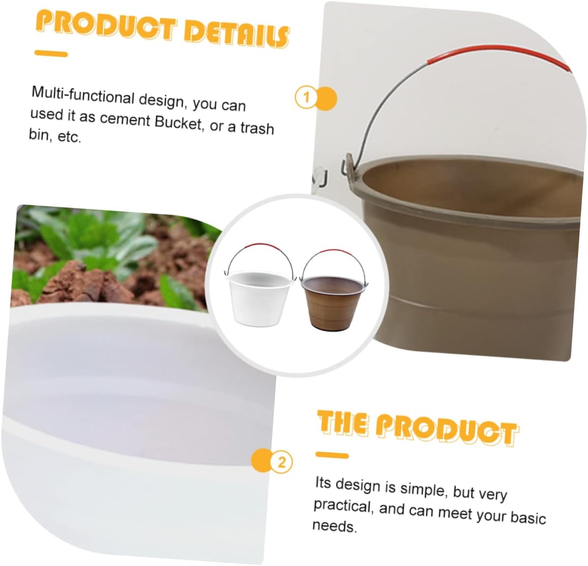 Uonlytech Thickened Concrete Handles Large Outdoor Planter Pail for Construction Site