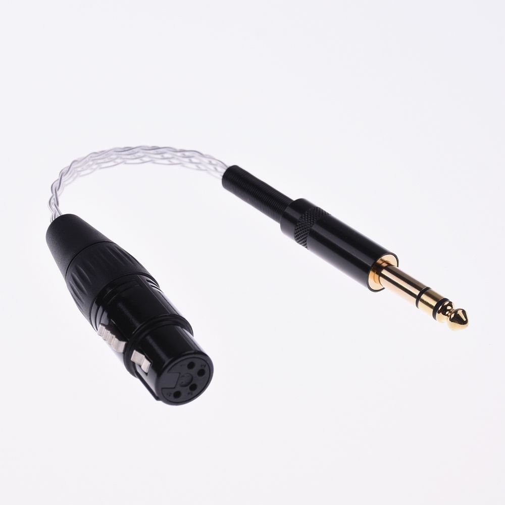 GAGACOCC8 Cores Flat Braid Pcocc Silver Plated Cable 1/4 6.35mm Male to 4-pin XLR Female Balanced Hi-end Headphone Audio Adapter