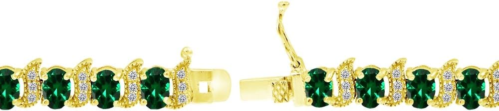 B. BRILLIANT Sterling Silver Genuine, Created or Simulated Gemstone Oval & S Tennis Bracelet for Women