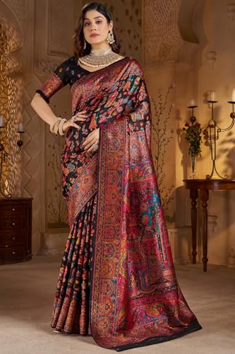 Image of SGF11 Women's Kanjivaram Pure Soft Silk Saree With Unstitched Blouse Piece