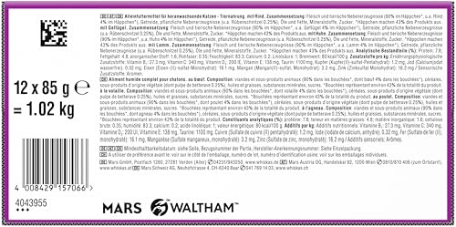 Whiskas Junior Katzennassfutter Klassische Auswahl in Sauce, 48 Portionsbeutel, 12x85g (4er Pack) – Hochwertiges Katzenfutter nass, für heranwachsende Katzen von 2 bis 12 Monaten