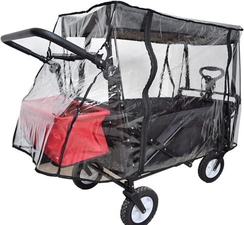 Rain Cover for Wagon Clear Plastic Awning for Collapsible Beach Folding Utility Kids Grocery Push Stroller Wagon Cart Accessories Foldable