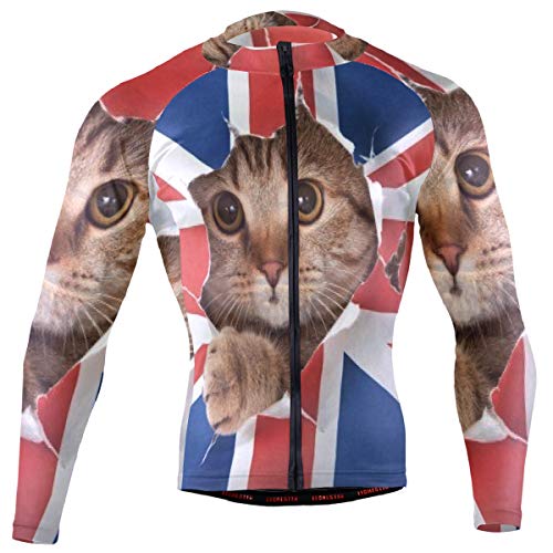 SLHFPX Britains Cat Mens Cycling Jersey Jacket Long Sleeve Road Cycle Skinsuits Outfit - Thumbnail 3
