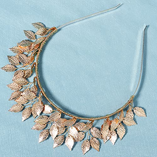 Lurrose Headband Bridal Leaf Tiara Headband Leaf Vine Hair Hoop Vinatge Branch Hairband for Costume Wedding Bridal Headpieces Golden - Image 3