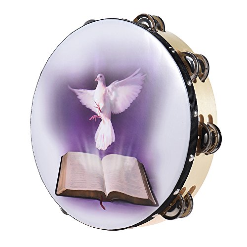 Btuty 10 inch Tambourine 6 Pairs Double Metal Jingle for Church and Other Holy Occasio