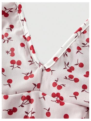 Milumia Women's Fruit Print Ruched Halter Dress Tiered Layered Ruffle Mini Dresses3