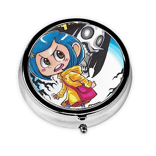 ピルケース コララインとボタンの魔女 携帯用 薬ケース 金属 くすりいれケース ピルボックス 薬箱 コンパクト 薬ポーチ 薬入れ おしゃれ 1日3回 かわいい 小型 丸型 小さい コンパクト 持ち運びやすい 小分け 仕切り付き 小物入れ 老人 子供旅行に便