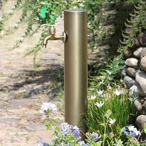 Columna de agua vertical de jardín, soporte de manguera independiente de acero inoxidable con grifo, hidrante anticongelante para características decorativas
