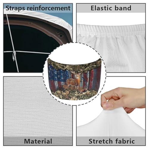 Image of 59x39 Inch Hood Cover for Compact Cars SUV Sedans Trucks, Waterproof Stretchable Car Hood Wraps Deer American Flag Print Auto Banner Auto Dcorative Accessories