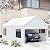 JAMFLY 12x20 ft Heavy Duty Carport with Roll-up Windows & Removable Sidewalls & Doors – Portable Garage Canopy with All-Season Tarp, Sandbags for Car, Truck, Boat, Motorcycle, White