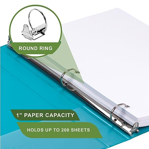 Image of Samsill Plant-Based 1 Inch Durable Round Ring, View Binder, Eco-Friendly, USDA Certified Biobased, 2 Count, Pack of 1, Turquoise
