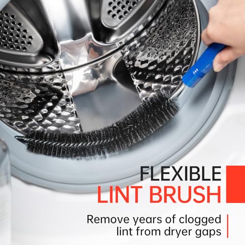 BLuesea Dryer Vent Cleaner Kit, 15-Piece Ultimate Dryer Cleaning Kit Include 30 Feet Dryer Vent Brush, Upgrade Noiseless Dryer Lint Vacuum Attachment, Lint Trap Brush, Vacuum & Dryer Adapters