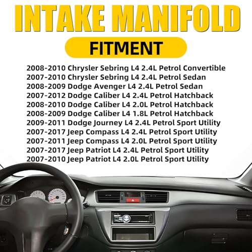Image of Intake Manifold Assembly w /Gasket Compatible with Jeep Compass Patriot Dodge Avenger Caliber Journey Chrysler Sebring 2007-2017 2.4L Replacement 4884495AK