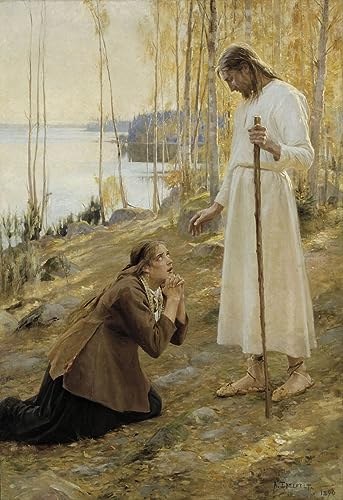 Affiche Toile Christ et Marie-Madeleine Edelfelt 60x90cm pour combler un grand mur vide