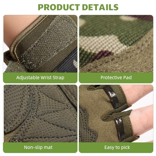 Image of Proberos Riding Gloves for Bikers Men & Women, Anti-Slip Adjustable Wrist Support Gloves, Breathable Fingerless Cycling, for Motorcycle, Gym, Weightlifting, Outdoor Sports, Camouflage (XL)