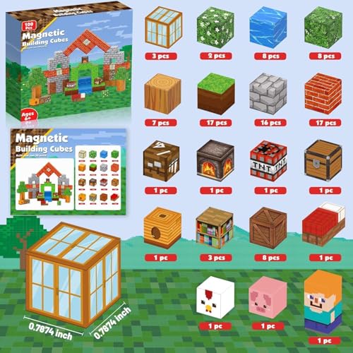 Goody King Magnetic Blocks |100PCS Magnetic Building Cube Game, Constructions Toys for Boys & Girls Age 3-4, 5 6 7 8 9 10, STEM Montessori Stacking Toy, Sensory Tiles Building Birthday for Toddlers - Image 3