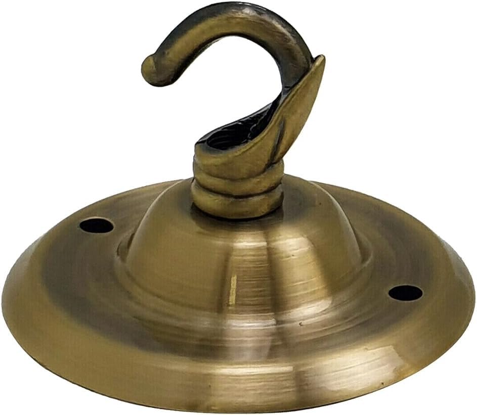 Vintage Green Brass Metal 75mm Ceiling Rose with Chain Hook Pendant Light Fitting Cover Plate Canopy Kit Single Outlet Front Fitting for Chandeliers Wall Lamps Hanging Lights Planters Home Garden