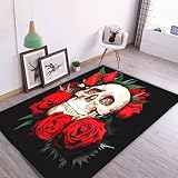 SMchwbc Teppich Schlafzimmer Gotischer Totenkopf Wohnzimmer Kinderzimmer, Kinderteppich Totenkopf Wohnzimmer Kurzflor Spielteppich Fur Schlafzimmer Dekoration