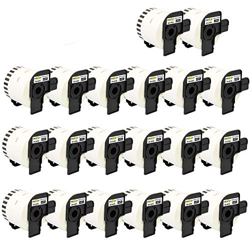 Yellow Yeti 20 rouleaux DK-44205 étiquettes continues amovibles 62mm x 30,48m compatibles pour Brother P-Touch QL-500 QL-570 QL-700 QL-710W QL-720NW QL-800 QL-810W QL-820NWB QL-1050 QL-1100 QL-1110NWB