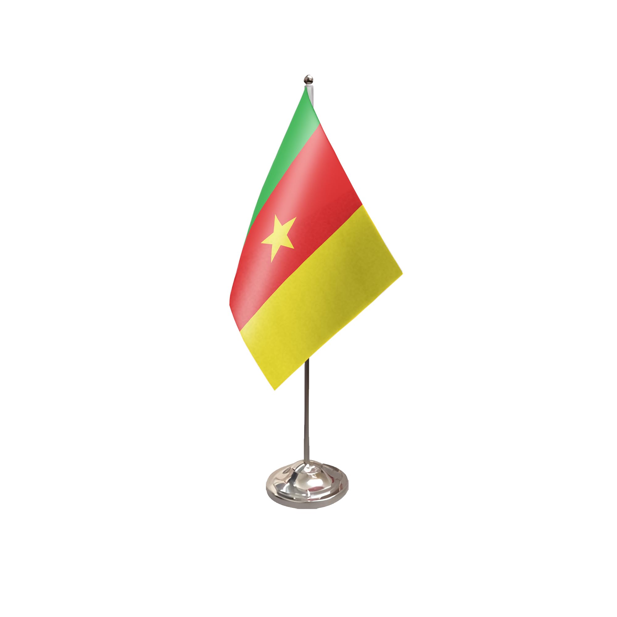 Flagtex Cameroon Satin Table Flag With Chrome Pole & Base