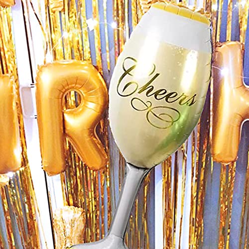 Acoavo 6Pcs Drinking Straws + 6Pcs Straw Covers Tips & Champagne Bottle Balloons 6 Pcs 40 Inch Champagne Foil Balloon For 21St Birthday, Bachelorette Party, Graduation, Nye Party #TOP5