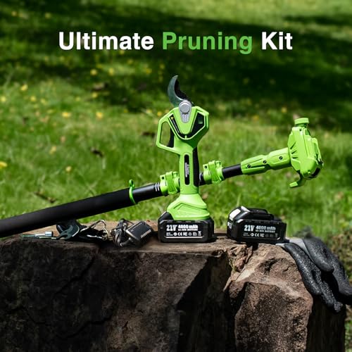 TaskStar Electric Pruning Shears with Pole: 1.6" Cutting Diameter 2-in-1 Cordless Pole Pruner - 2 Pcs 4.0Ah Batteries, Brushless Motor, Extra SK5 Blade, Branches Cutter for Flower Tree Trimming by TaskStar - Image 9
