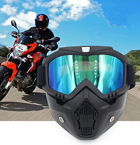 Zjnuo Motorcycle Helmet Goggles With Removable Face Mask, Atv Dirt Bike Motocross Glasses Anti-Scratch Anti-Uv Adjustable Eyewear Mx Riding Offroad Goggles(Colorful) #TOP6