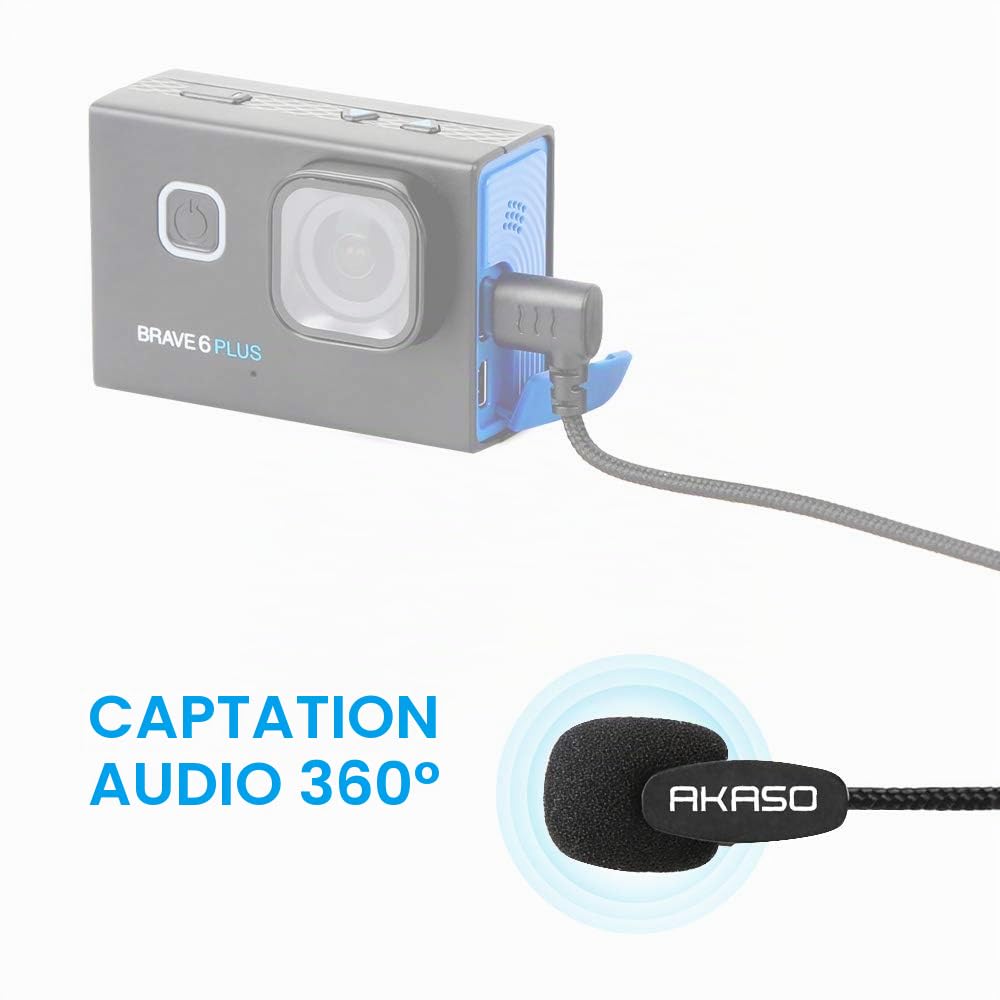 AKASO Brave 7 Le/Brave 7/ Brave 8/ Brave 6 Plus/ V50 Pro Microphone Externe pour Caméra Sport (Port de Type C)