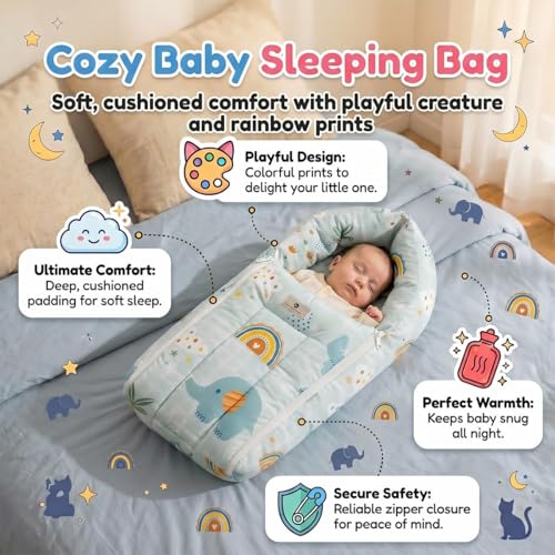 Image of StarAndDaisy 2-in-1 Baby Sleeping Bag with Mosquito Net for Newborn -Soft & Breathable Cotton Sleeping Sack Cum Wrapper /Foldable Bag for Baby Protection.