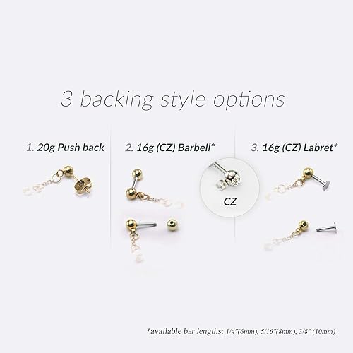 Miniatura 5 de Aretes de cartílago de plumas de 0.71 onzas, 0.56 oz, aretes de hélice de oro rosa, labret de oreja tragus, joyería de cartílago, acero inoxidable,