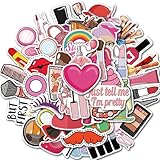 50PCS Funny Lady Makeup Stickers Mixed Different Lipstick Cosmetic Mirror Sticker for Laptop Skateboard Toy Stickers,Water Bottles,Computer,Phone, for Teens,Adult (Makeup)