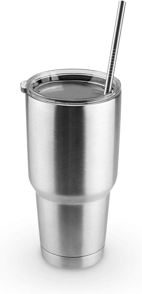 Exсluѕіvе Digitblue Stainless Steel Straws Set of 8 with Clean Brushes for 20/30oz Yeti Tumbler Starbucks, Extra Long Metal Drinking Straws, Primary Metal Color(10.5*8)