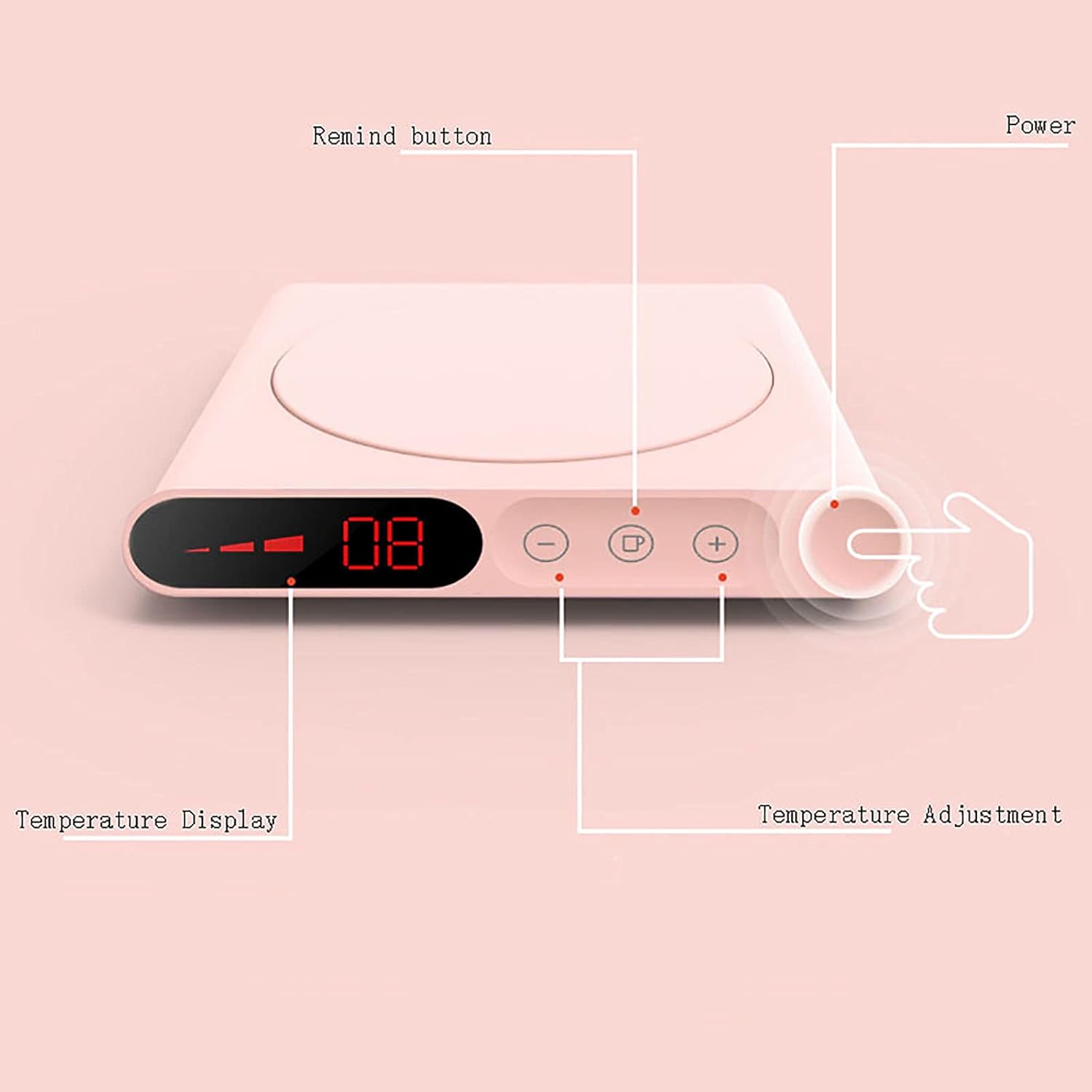 Portable USB Cup Heater USB Constant Temperature Coaster Coffee/Milk/Tea Heating Warmer Pad Digital Display for Home Office