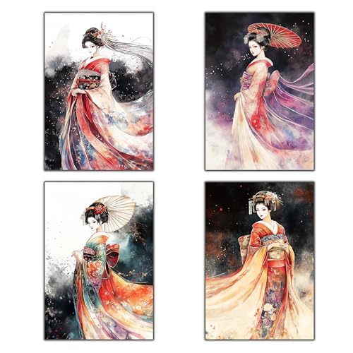 Impression geisha japonaise pour salon : créez une décoration murale zen et colorée