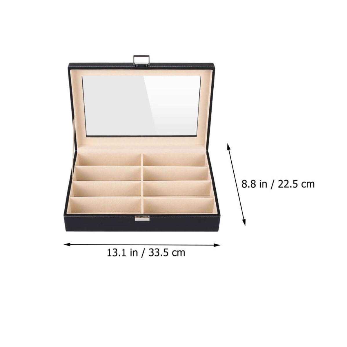 Yardwe Étui pour Lunettes et Montres en Pu Noir, Boîte à Lunettes et Montres, Rangement et Protection, pour Bijoux, Table de Toilette, Usage Personnel