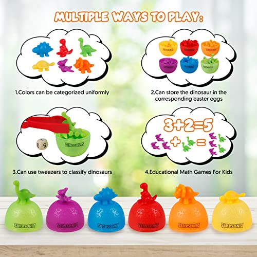 Baby Montessori Sensory Counting Dinosaur Toys Math Games With Eggs, Color Sorting Toys For Toddlers 1-3, Fine Motor Skill Learning Activities For Educational Stem Toys For 2+ Years Old Boys Girls #TOP1