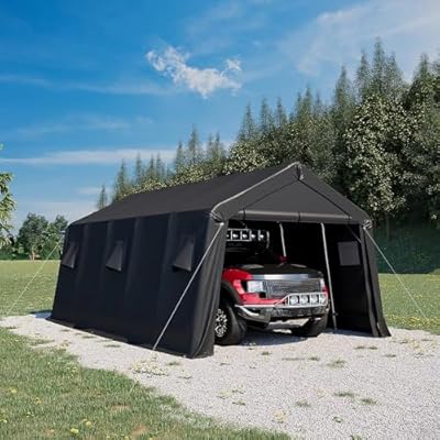 MELLCOM 13 x 20 FT Heavy Duty Carport with All-Steel Metal Frame, Portable Garage with Reinforced Base, All-Season Car Canopy for Car, Boat, Truck ?
