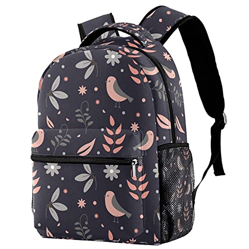 Sac à dos de voyage enfant avec motif oiseaux et fleurs et porte-bouteille